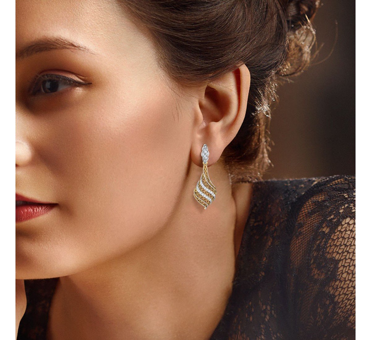 Aquarellist Diamond Jhumkas