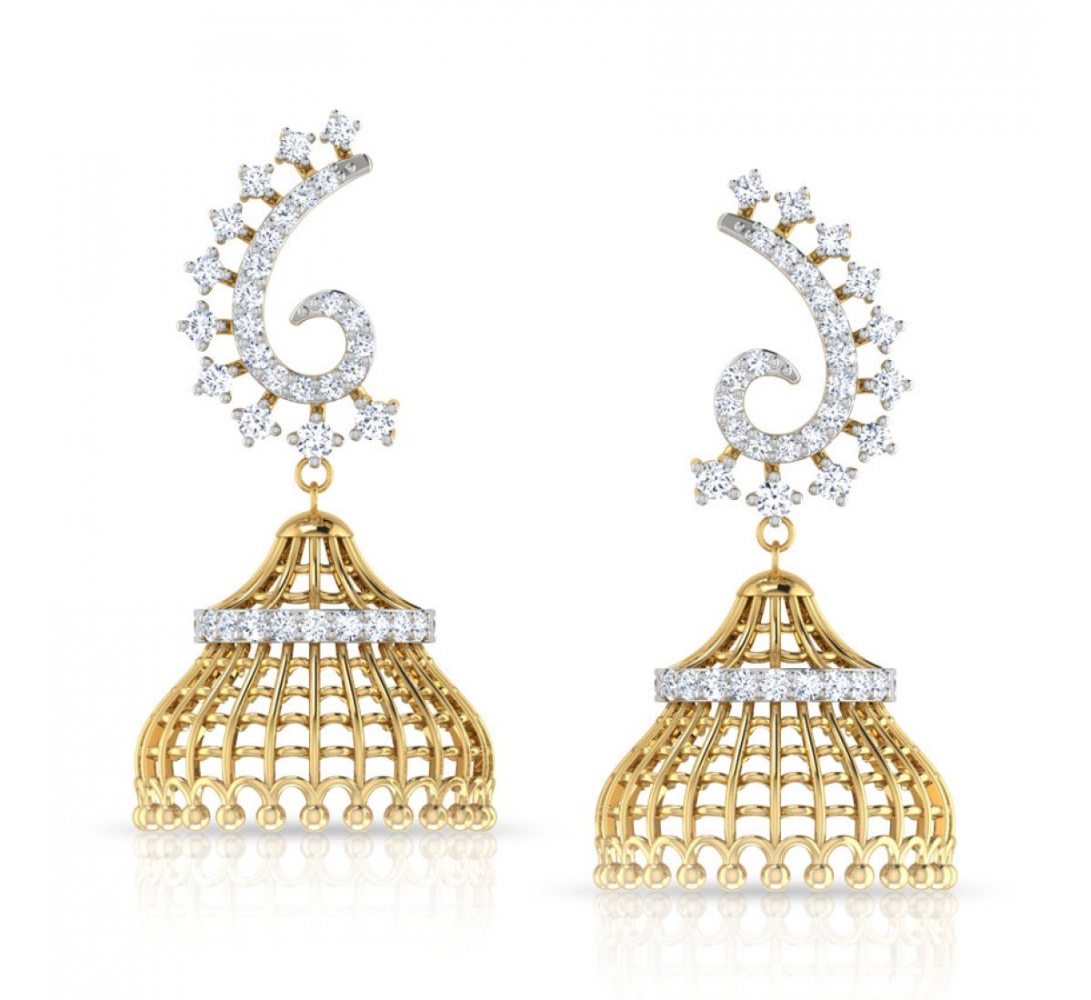 Glitz Bead Diamond Jhumkas