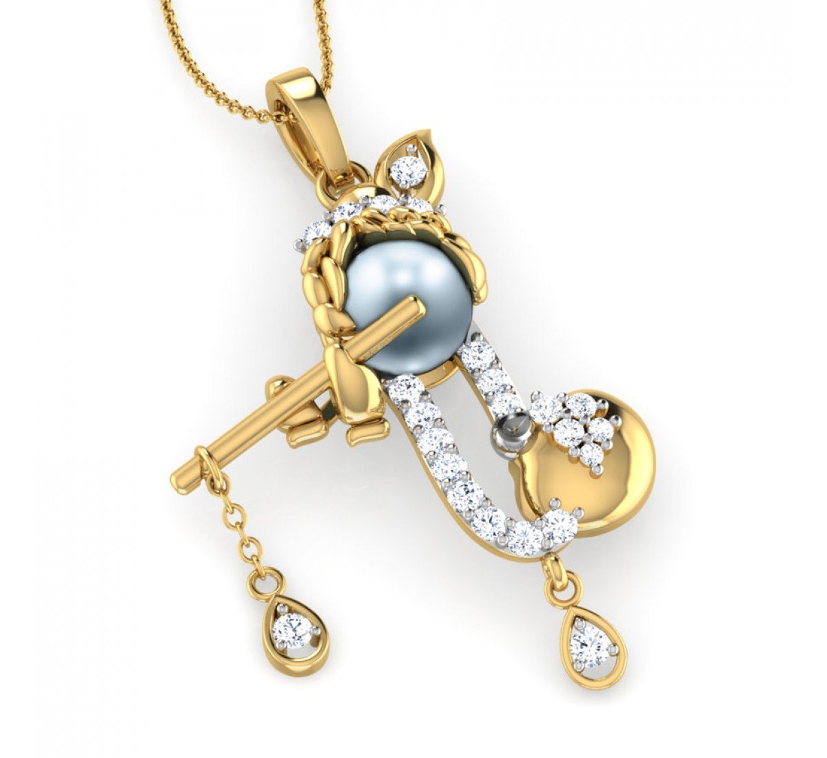 Bal Krishna Flute Diamond Pendant