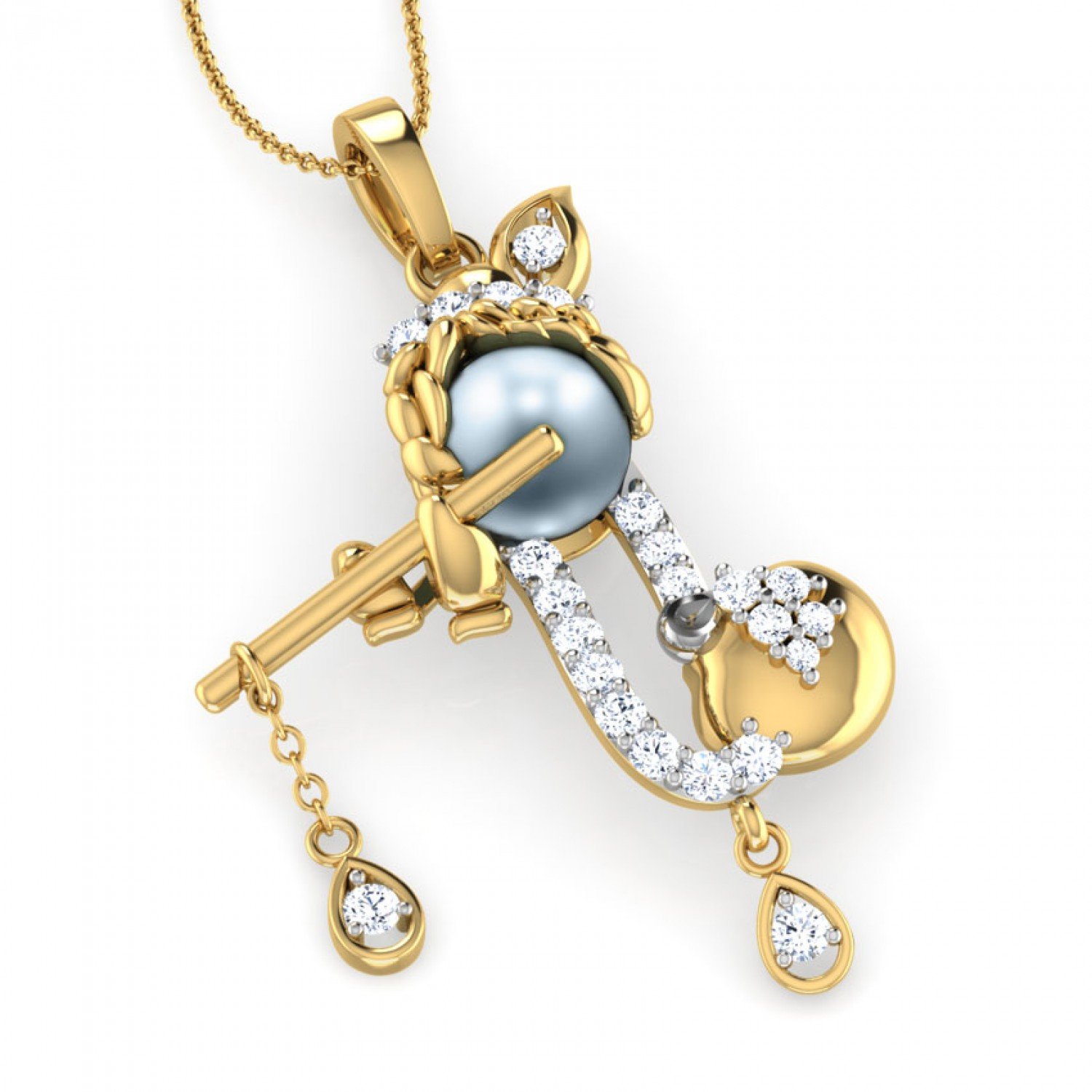 Bal Krishna Flute Diamond Pendant