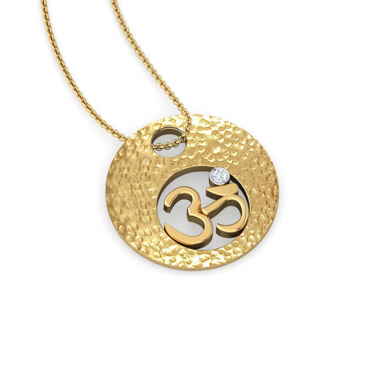 Beaver Om Moon Diamond Pendant