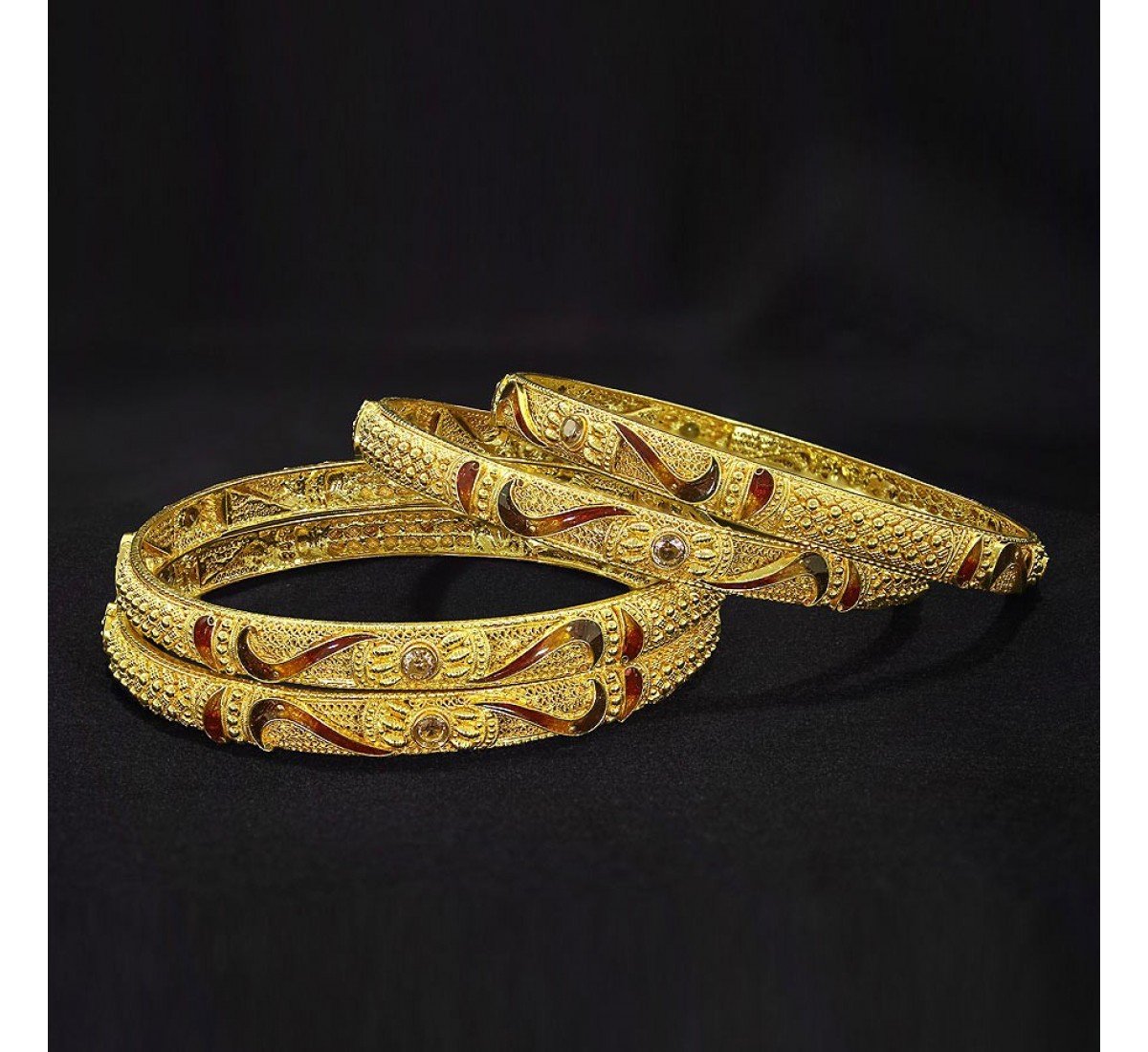 Vivid Petals Gold Bangles