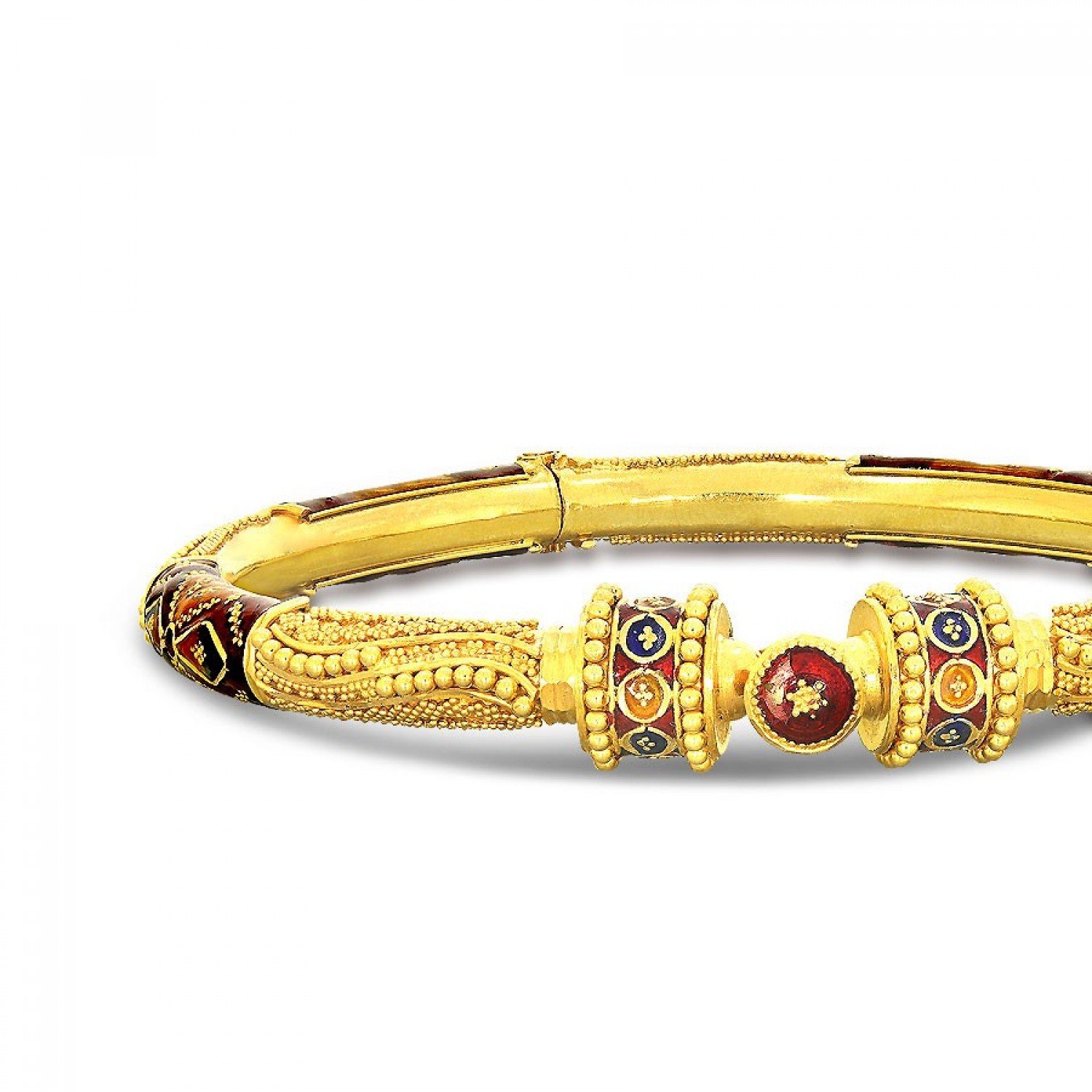 Gardenia Notch Gold Bangles