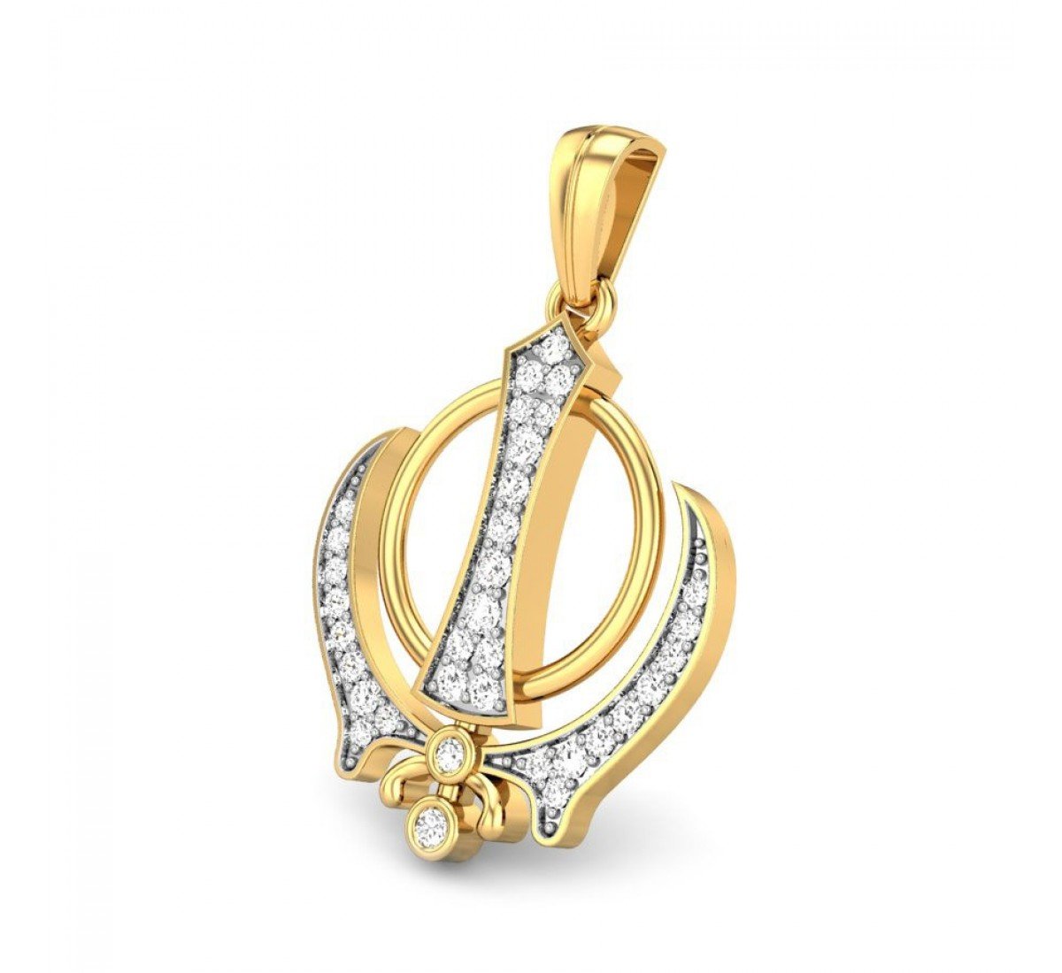 Shikh Symbol Khanda Diamond Pendant