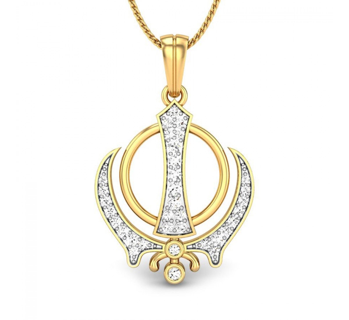 Shikh Symbol Khanda Diamond Pendant