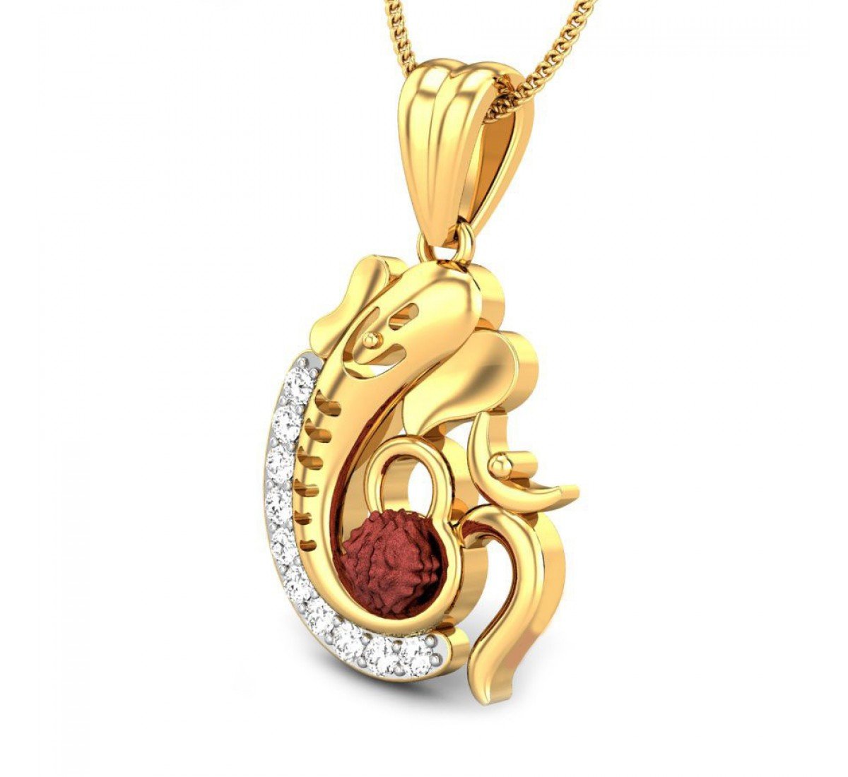 Om Rudraksha Ganeshaya Diamond Pendant