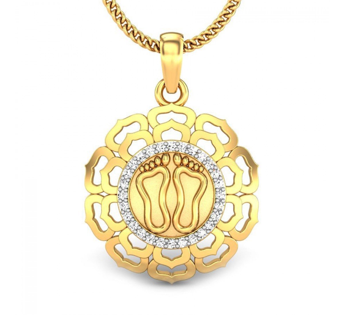 Lakshmi divine footprints Diamond Pendant
