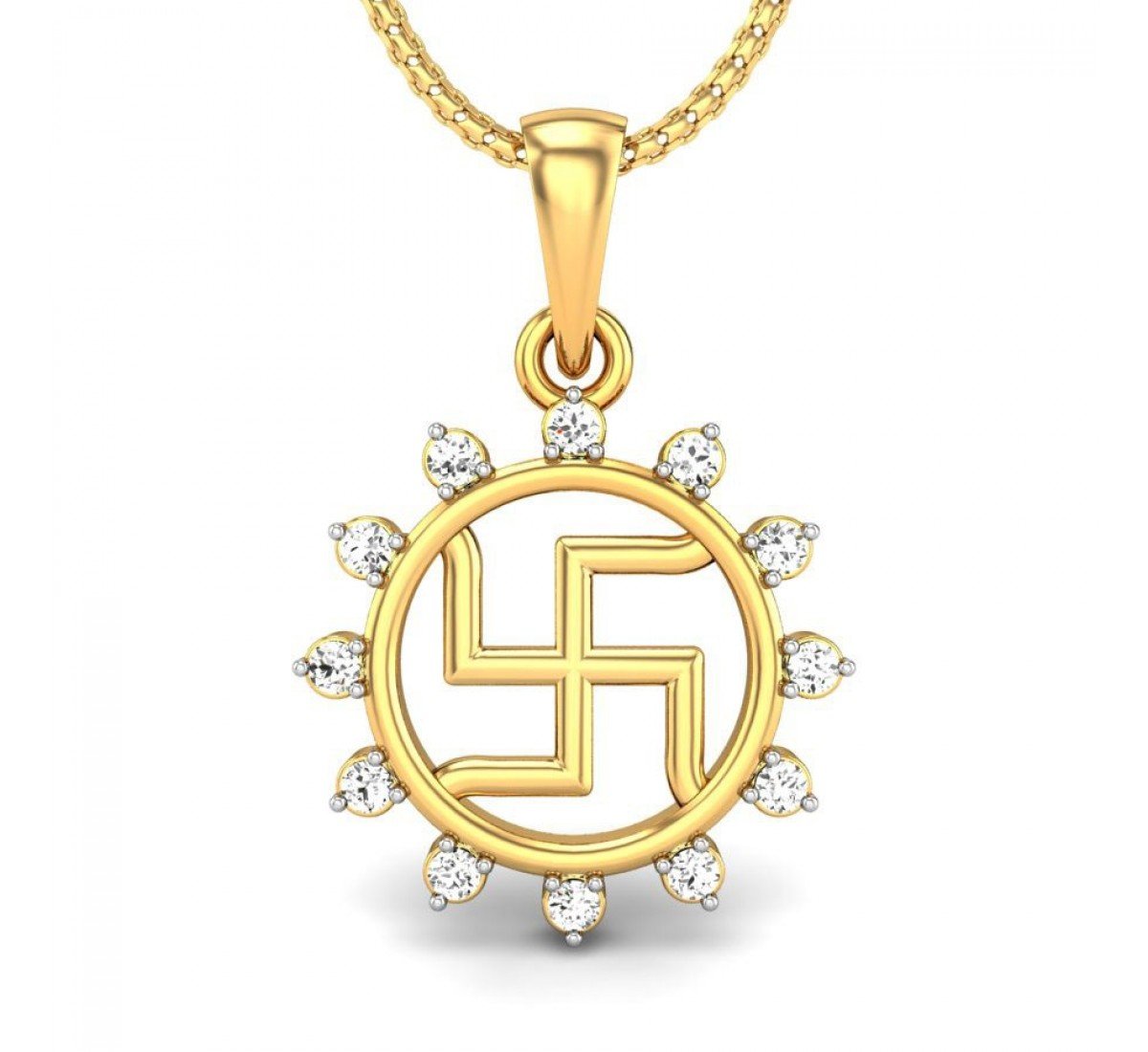 Swastik Laabh Diamond Pendant