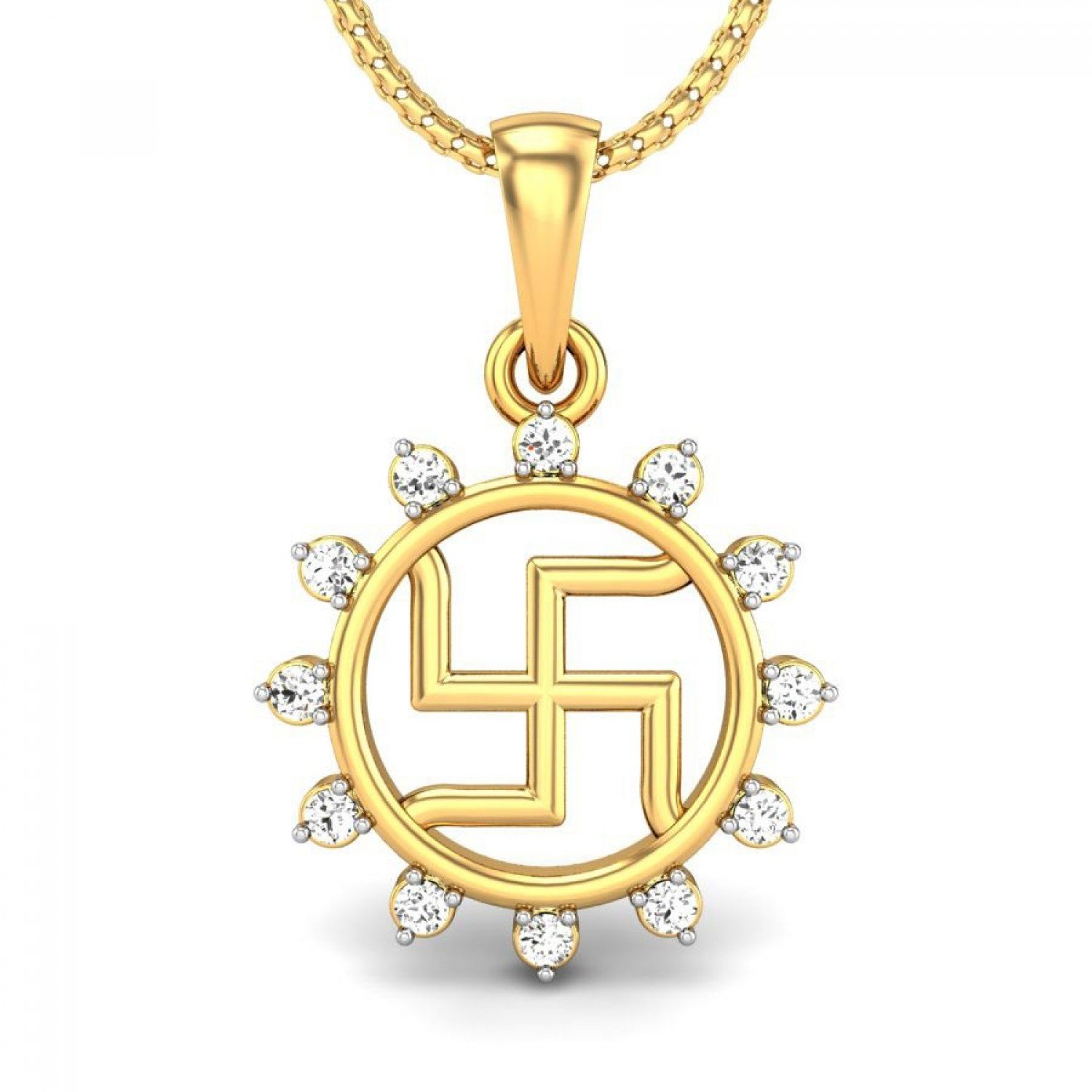 Swastik Laabh Diamond Pendant
