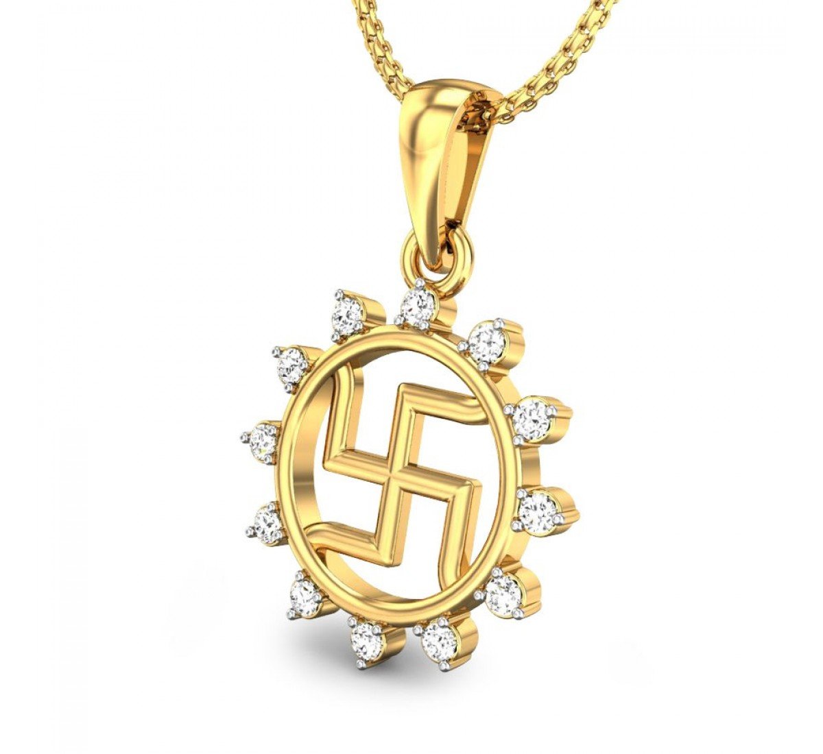 Swastik Laabh Diamond Pendant