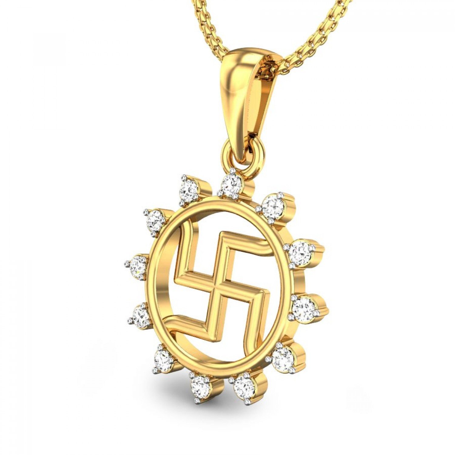 Swastik Laabh Diamond Pendant