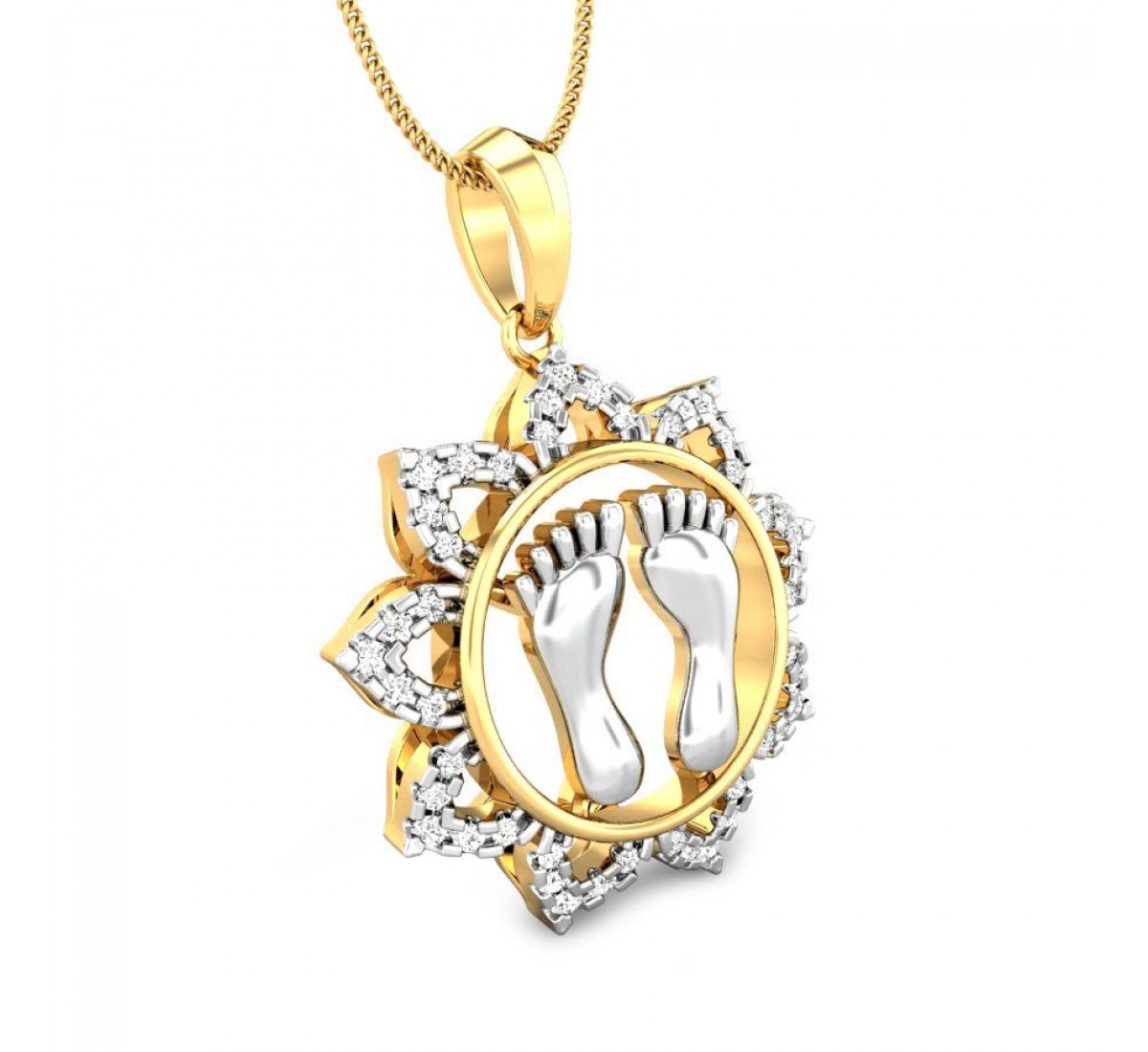 Maha Lakshmi Padukas Diamond Pendant