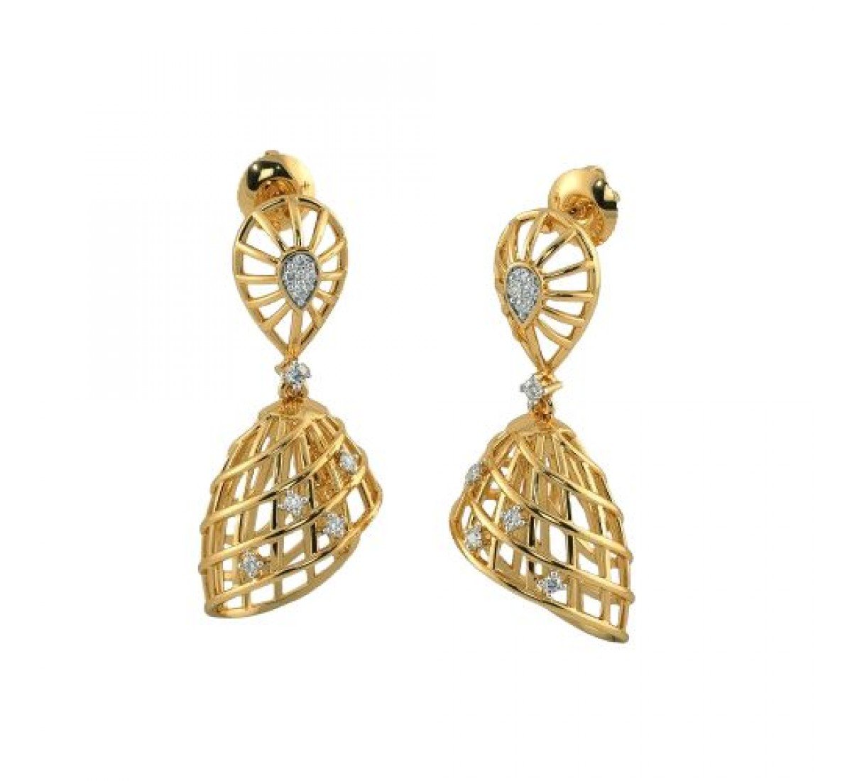 Ovate Flare Diamond Jhumkas