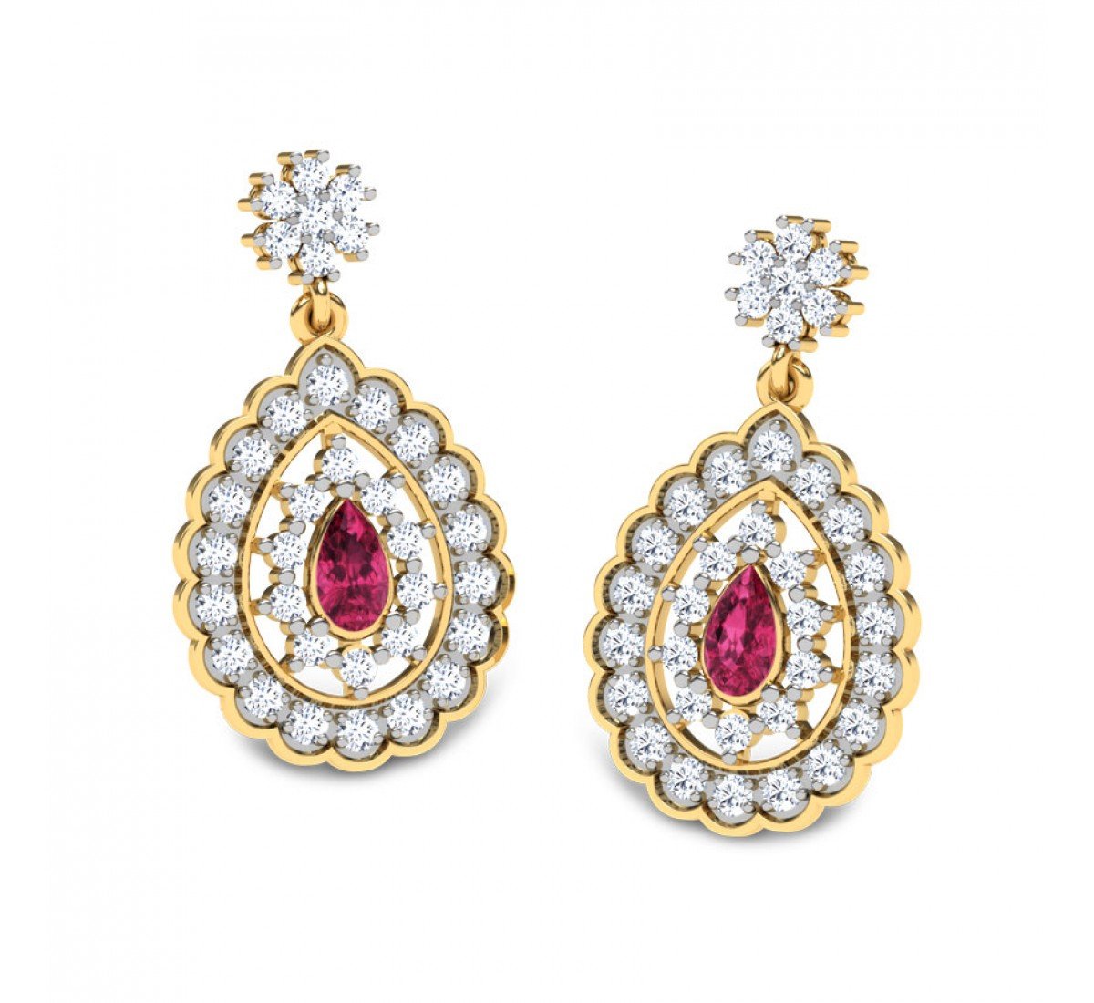 Greenish Cradle Diamond Earrings