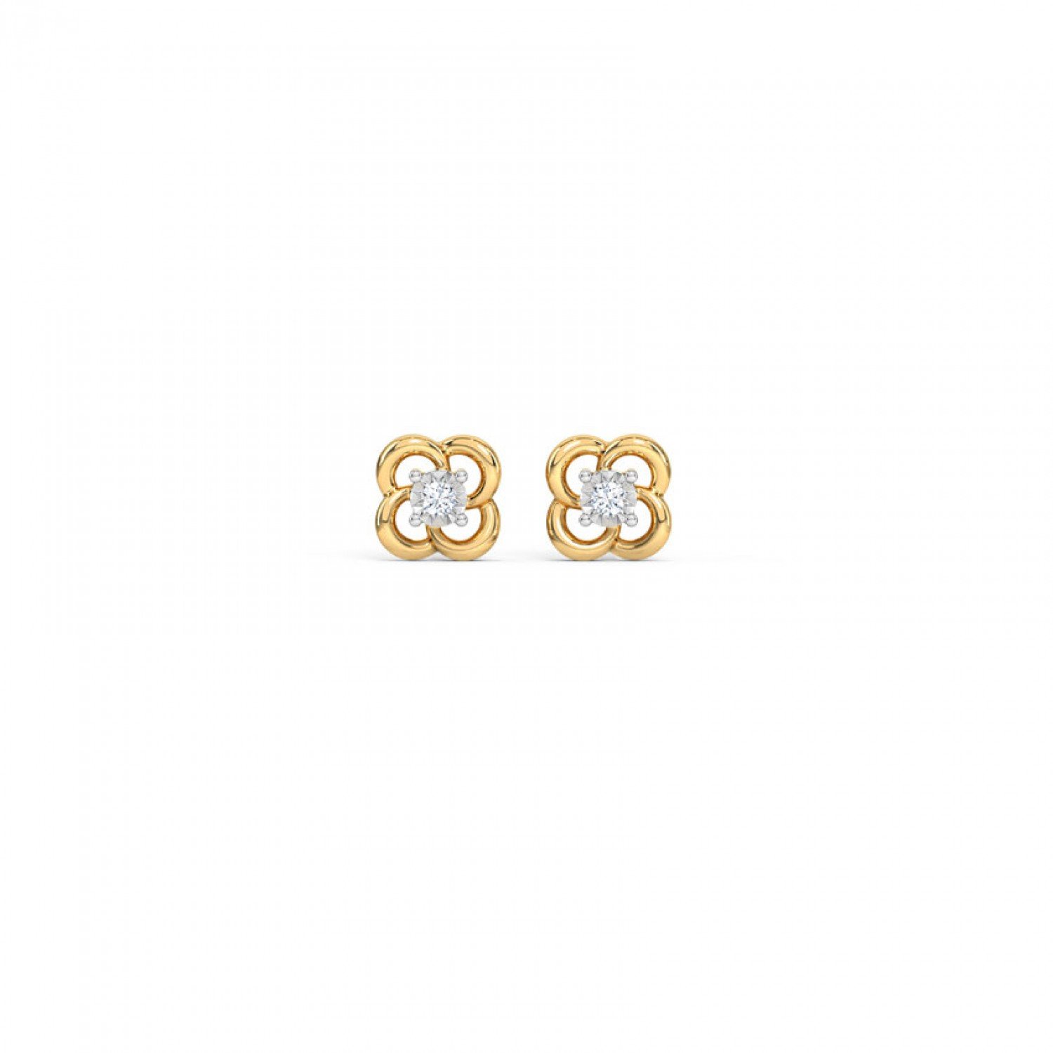Stripes Plate Diamond Stud Earrings