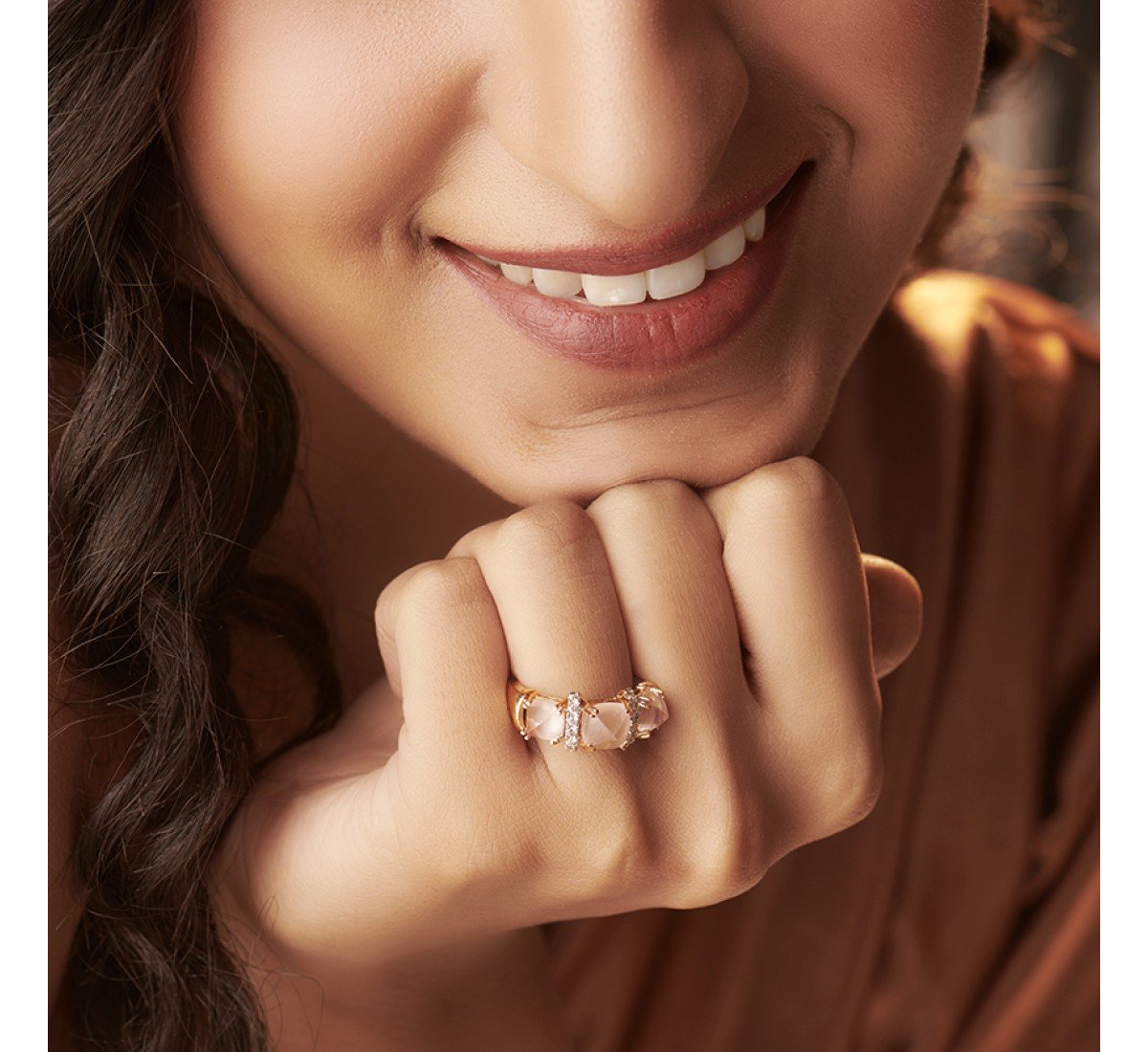 Swirly Ridge Gemstone Ring