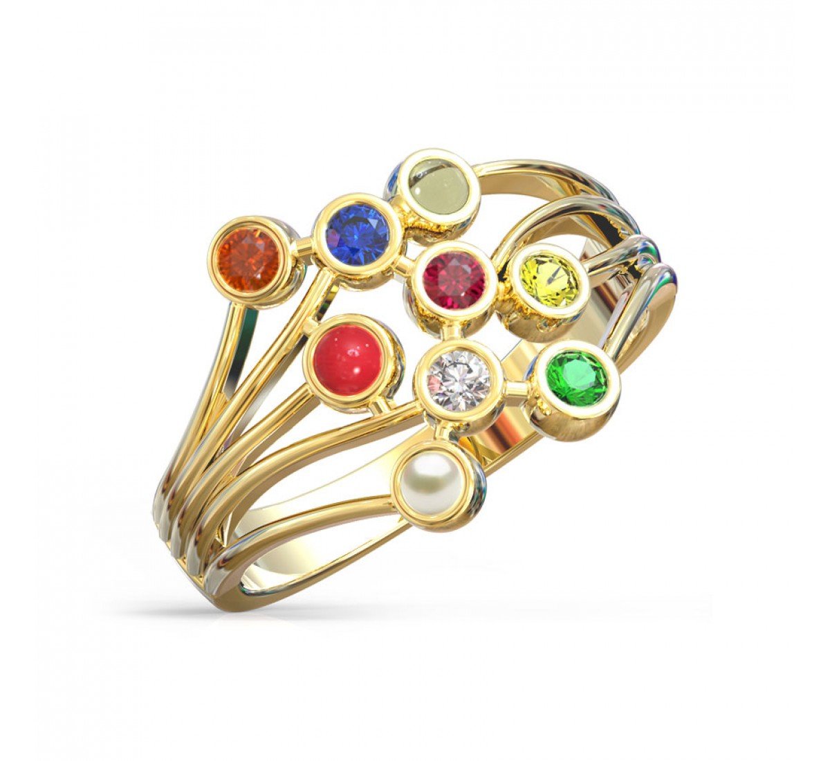 Oceanic Navratna Diamond Ring