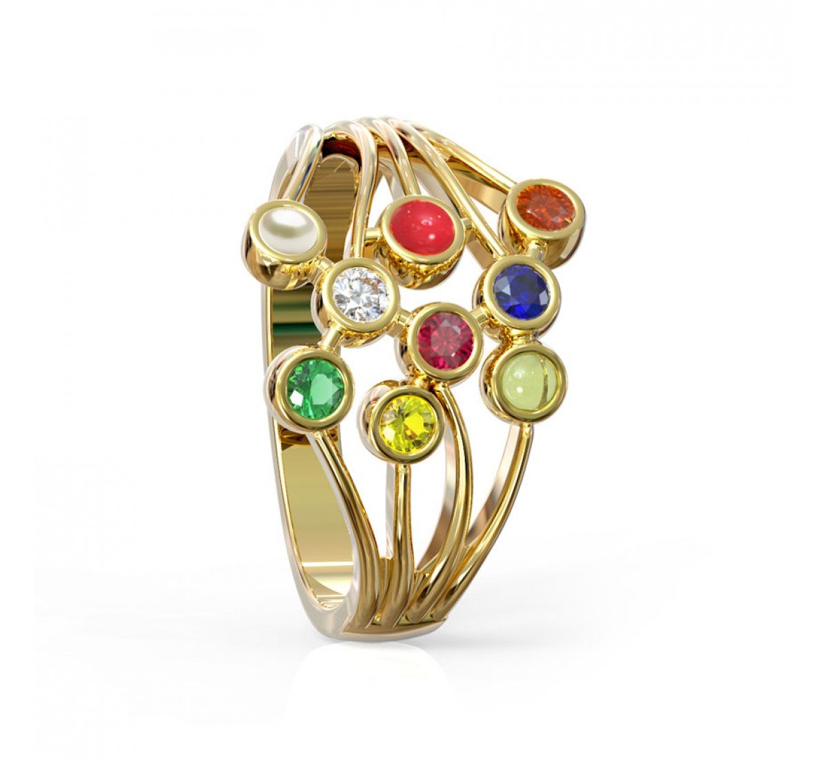 Oceanic Navratna Diamond Ring