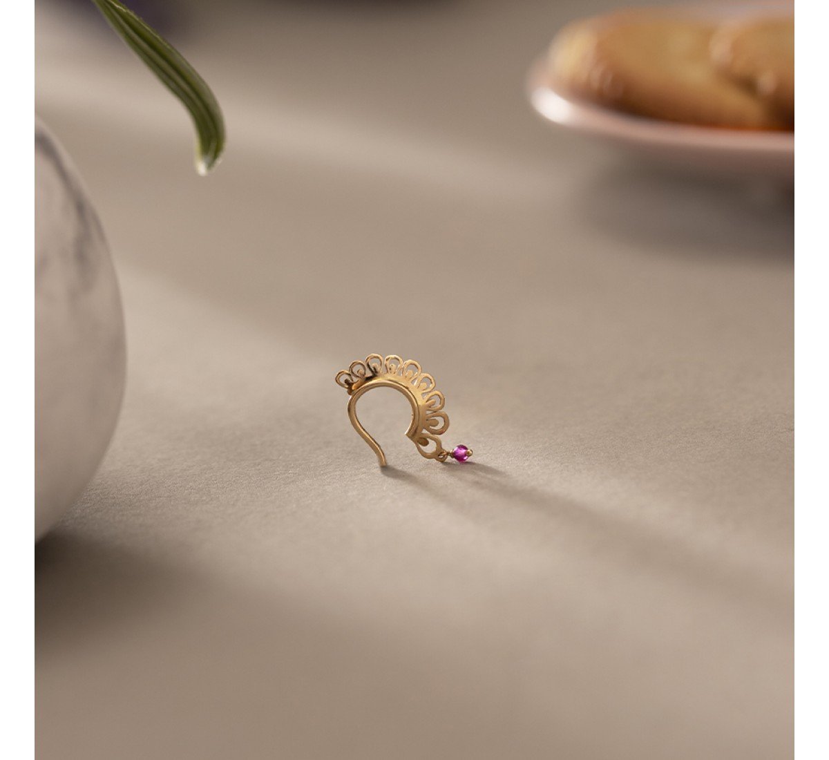 Machination Cutout Gemstone Nose Ring