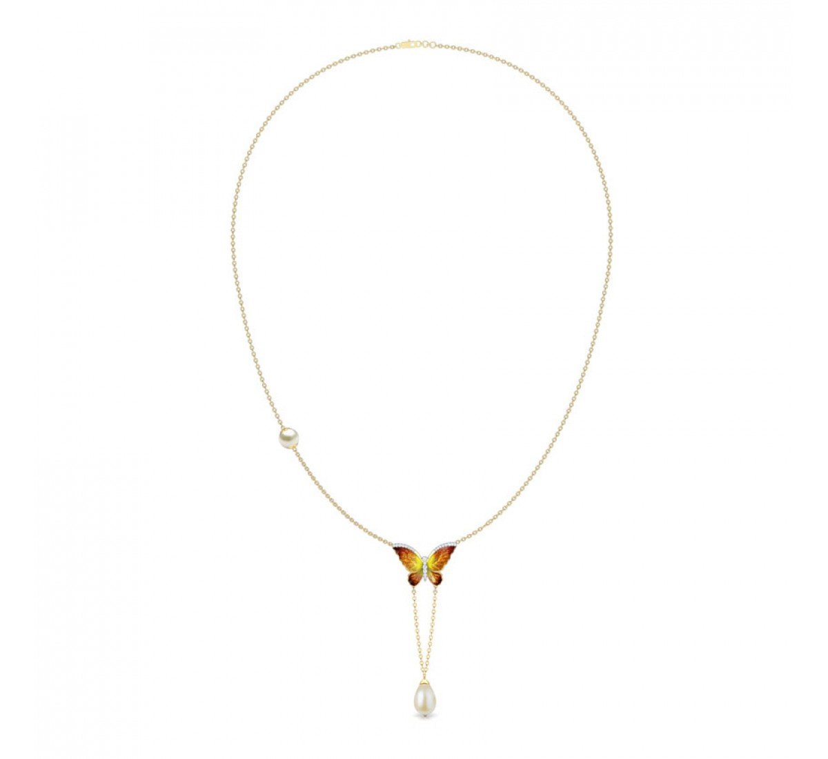 Ava V Drop Butterfly Gemstone Necklace