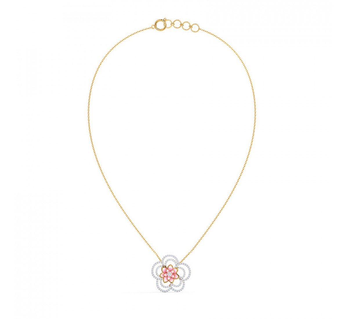 Quasar Lotus Diamond Necklace