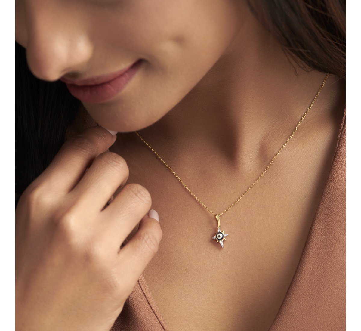 Warding Star Evil Eye Diamond Pendant