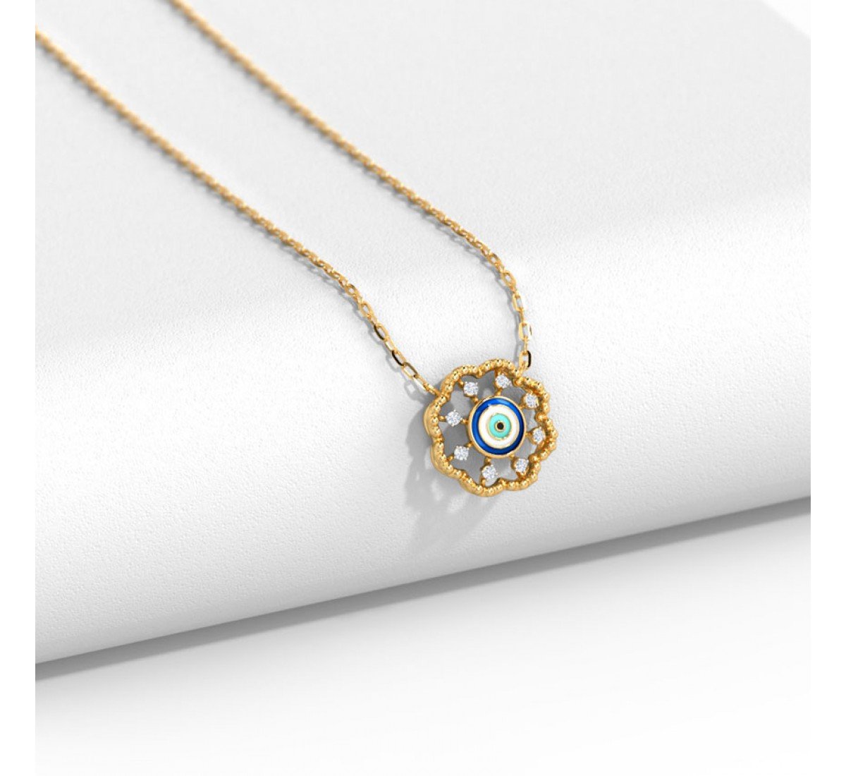 Floral Evil Eye Diamond Necklace