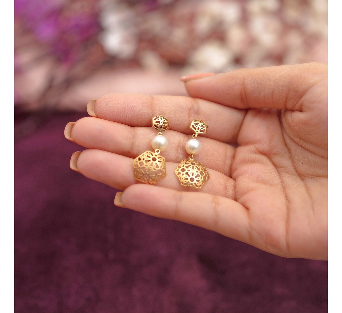 Elowen Cutout Pearl Drop Earrings