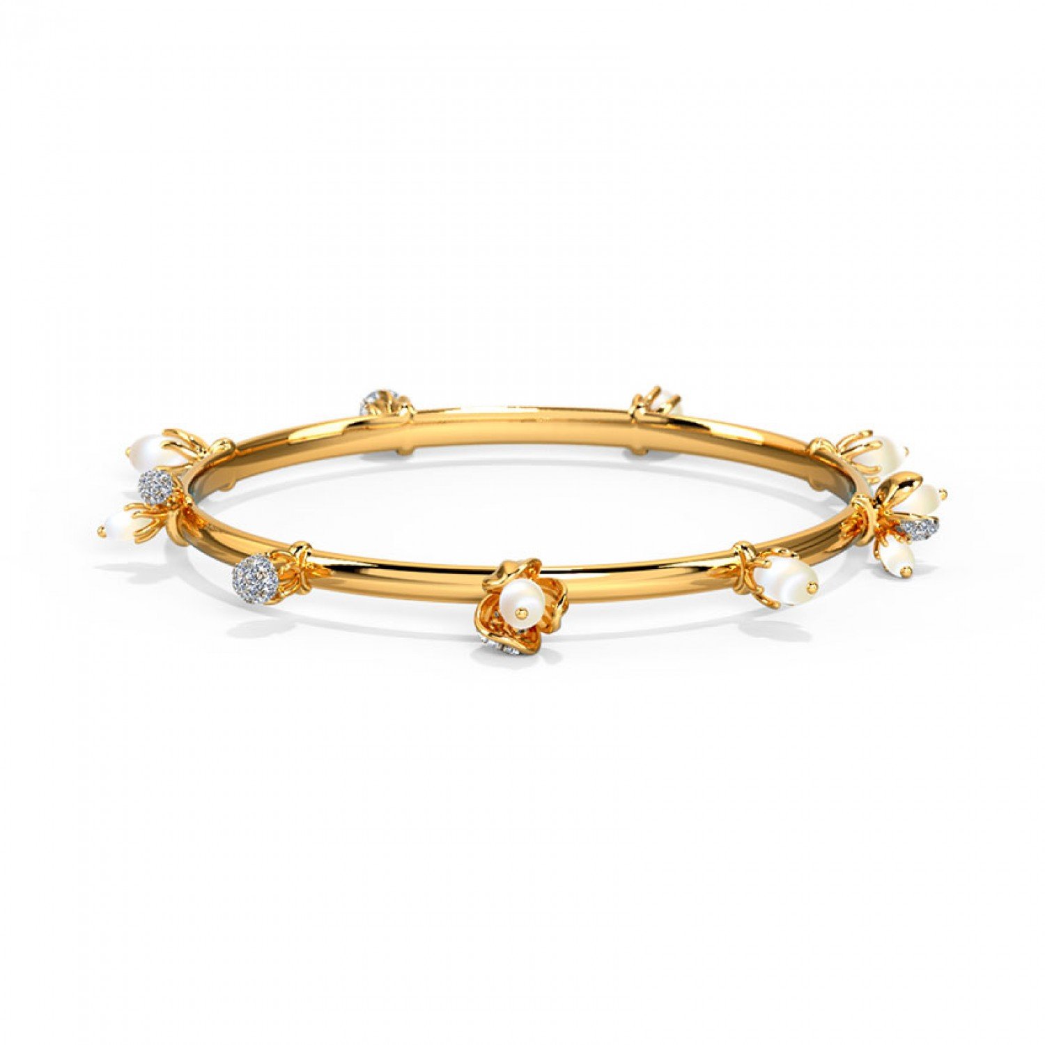 Waying Pearl Diamond Bangles
