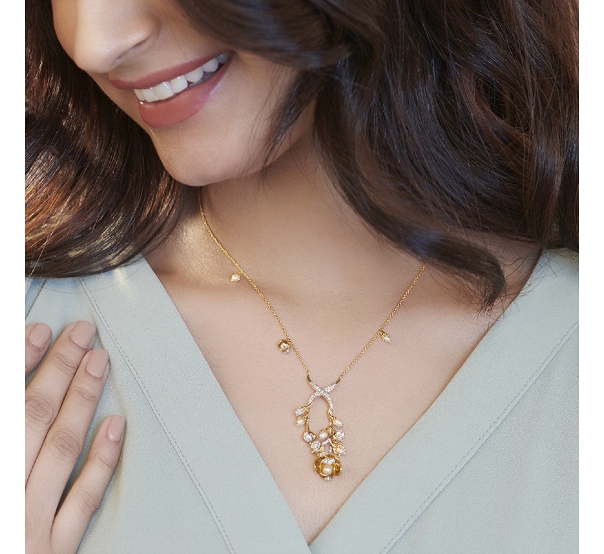 Madesha Pearl Diamond Necklace