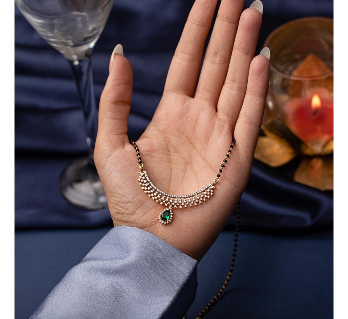 Finola Gemstone Diamond Mangalsutra