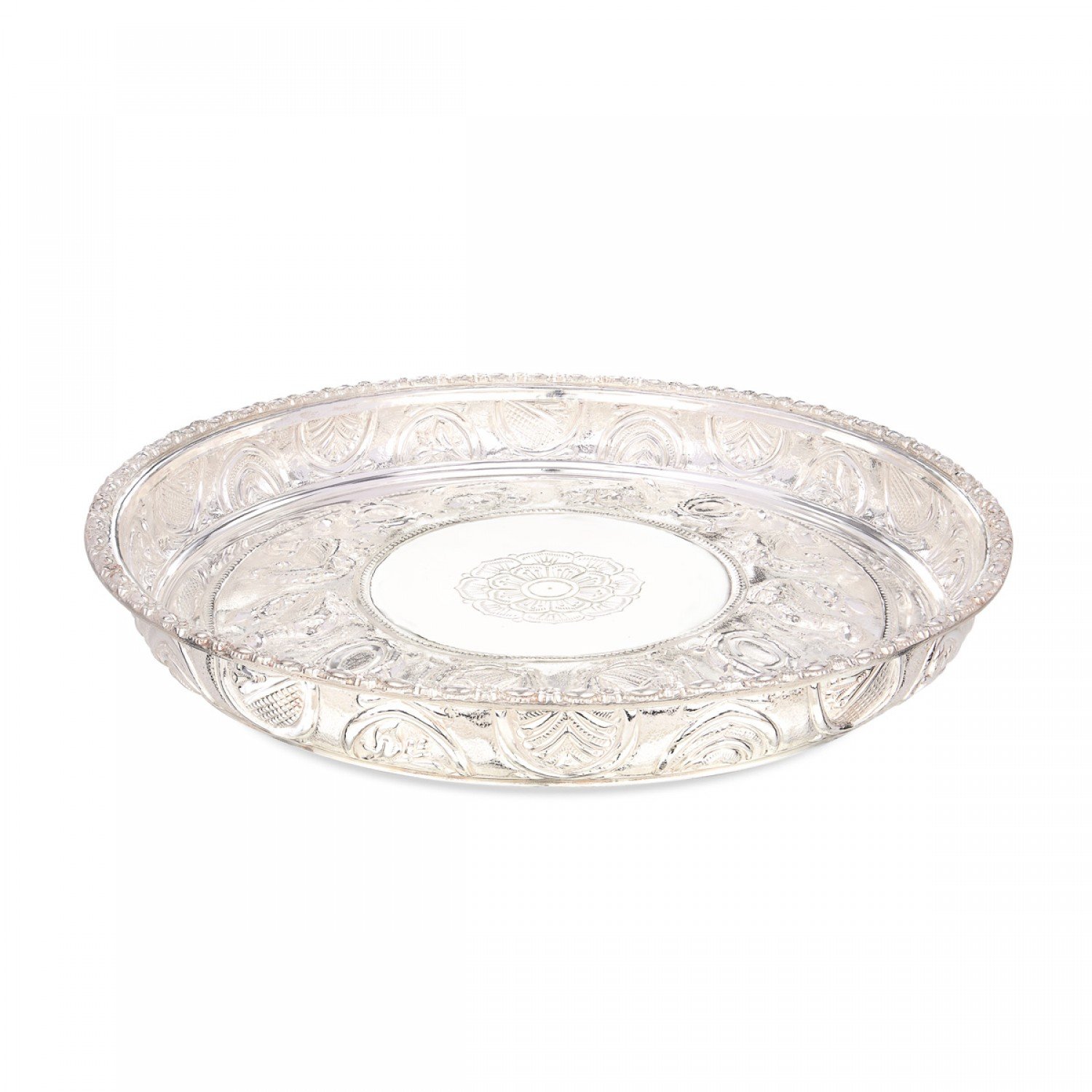 Floral Engraved Silver Plate