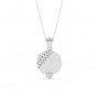 Silver Zircon Studded Disk Pendant With Link Chain