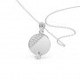 Silver Zircon Studded Disk Pendant With Link Chain