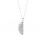 Silver Half Disk Shining Pendant With Link Chain