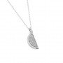 Silver Half Disk Shining Pendant With Link Chain