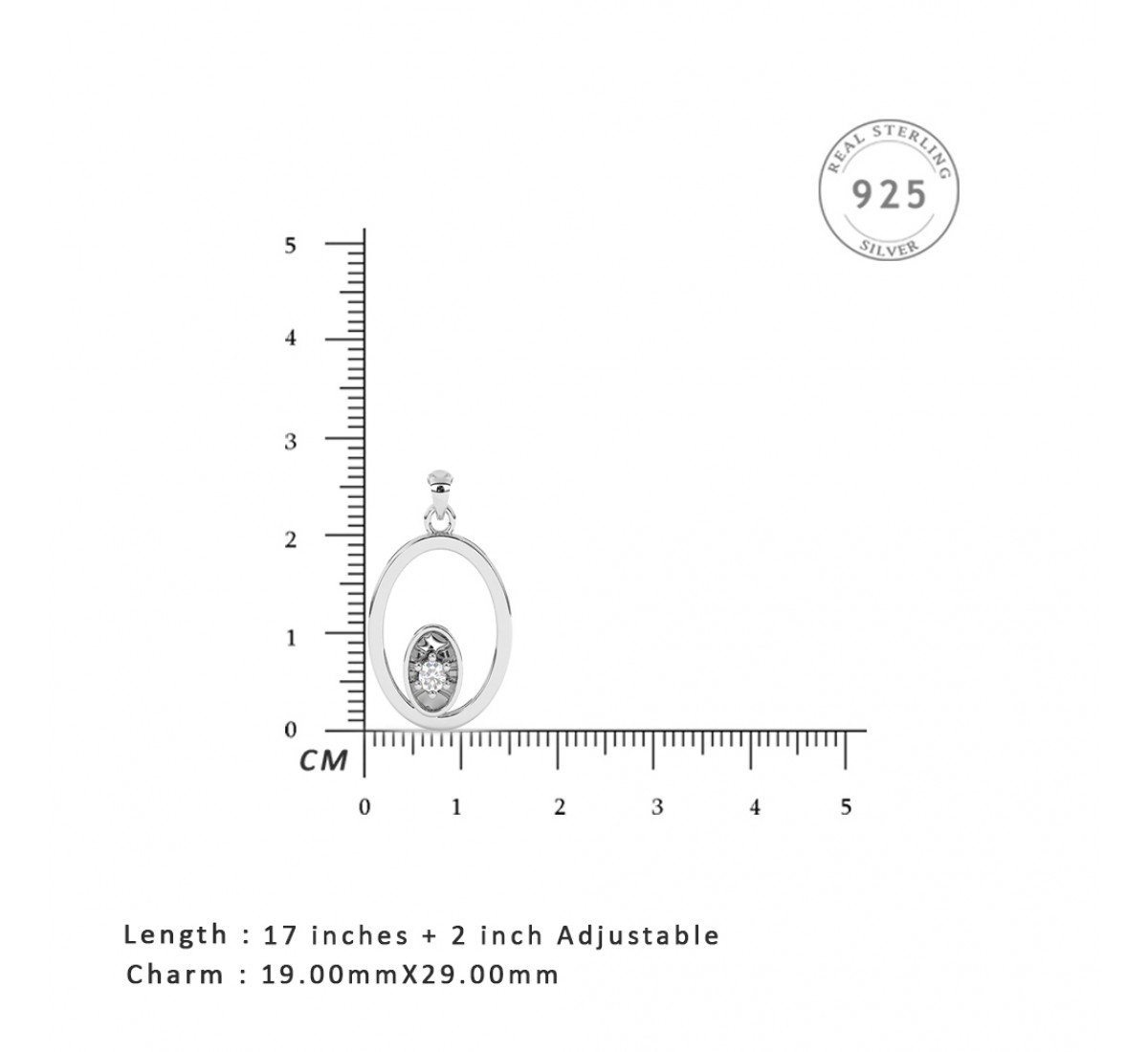 Silver Sparkly Zircon Pendant With Link Chain