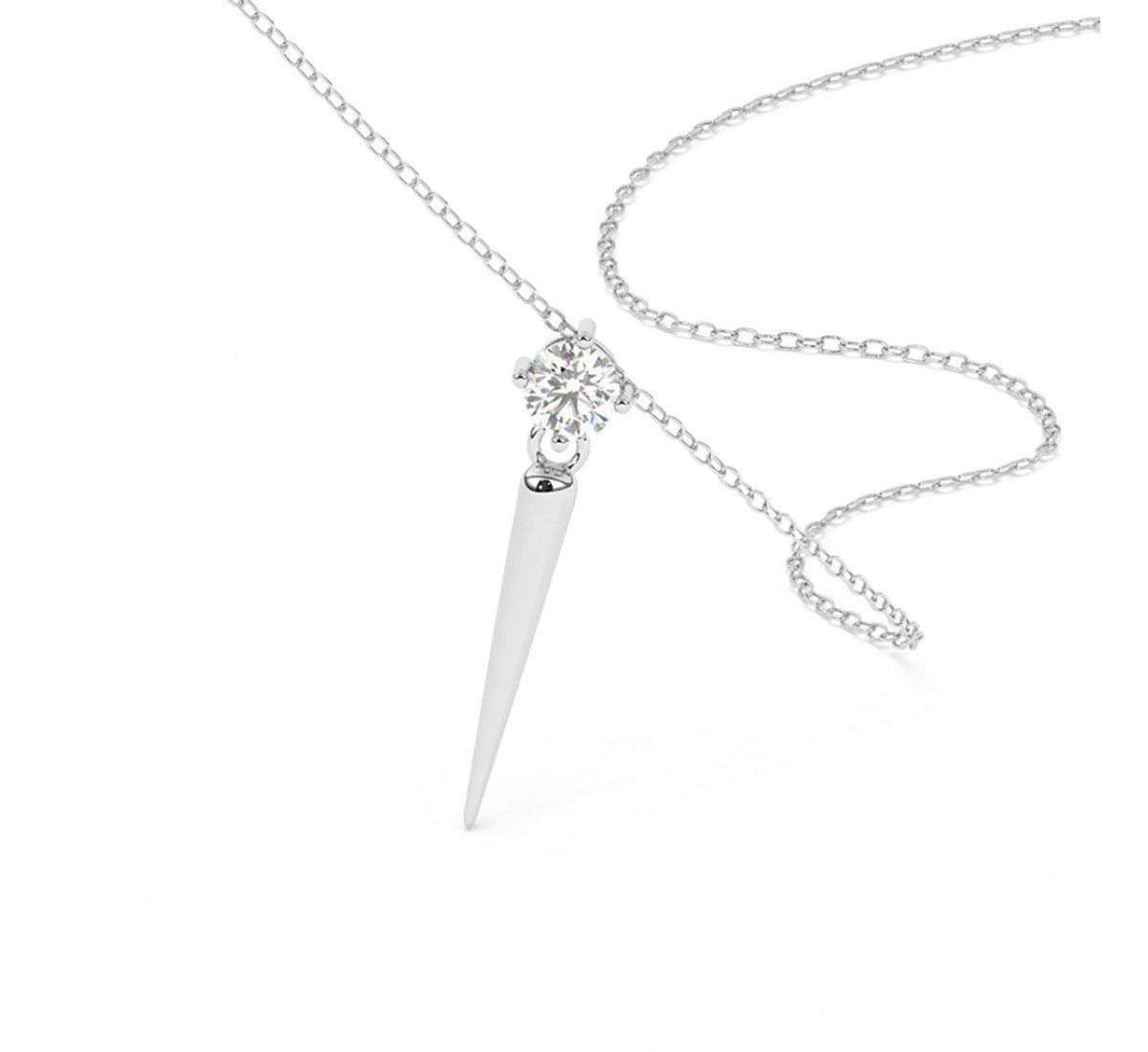 Silver Zircon Solitaire Pendant With Link Chain
