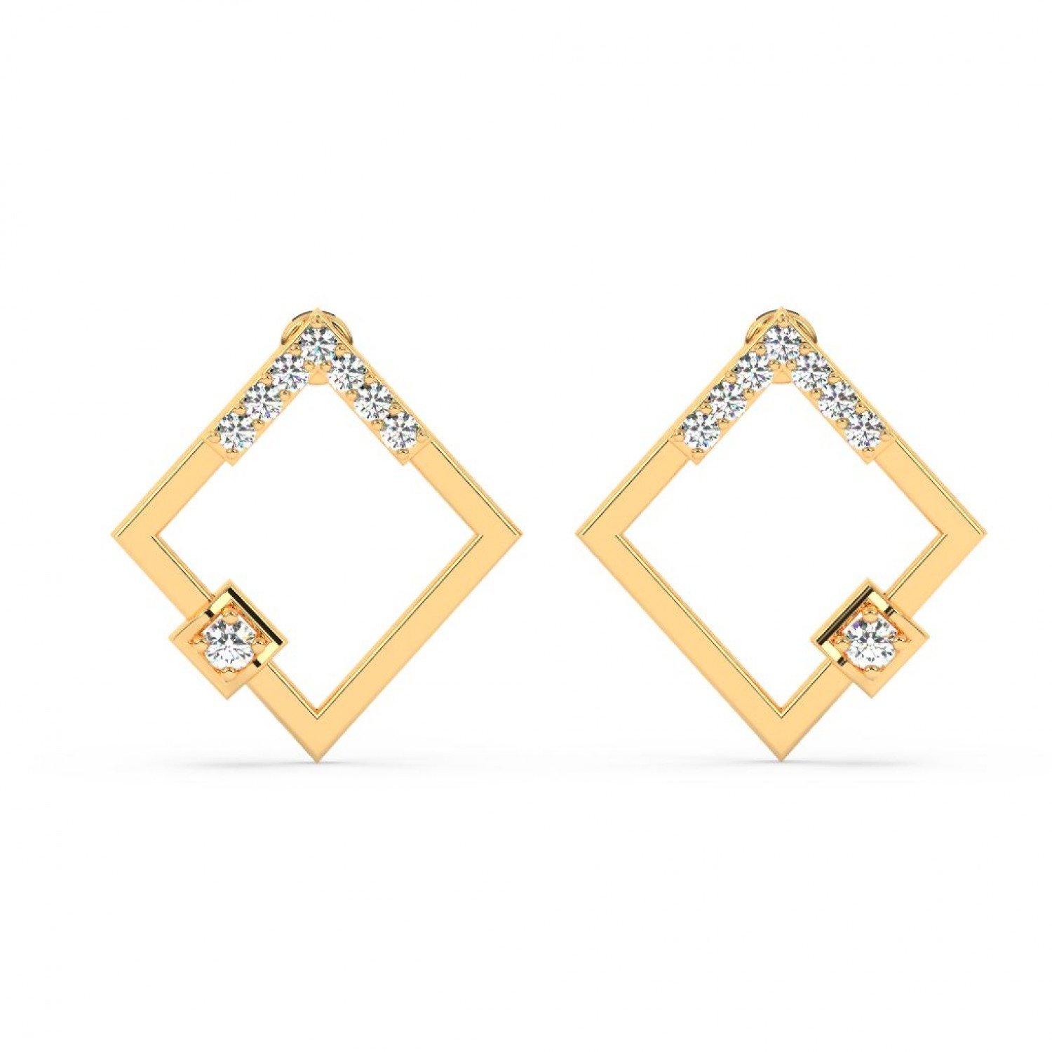 Gold Square Earrings