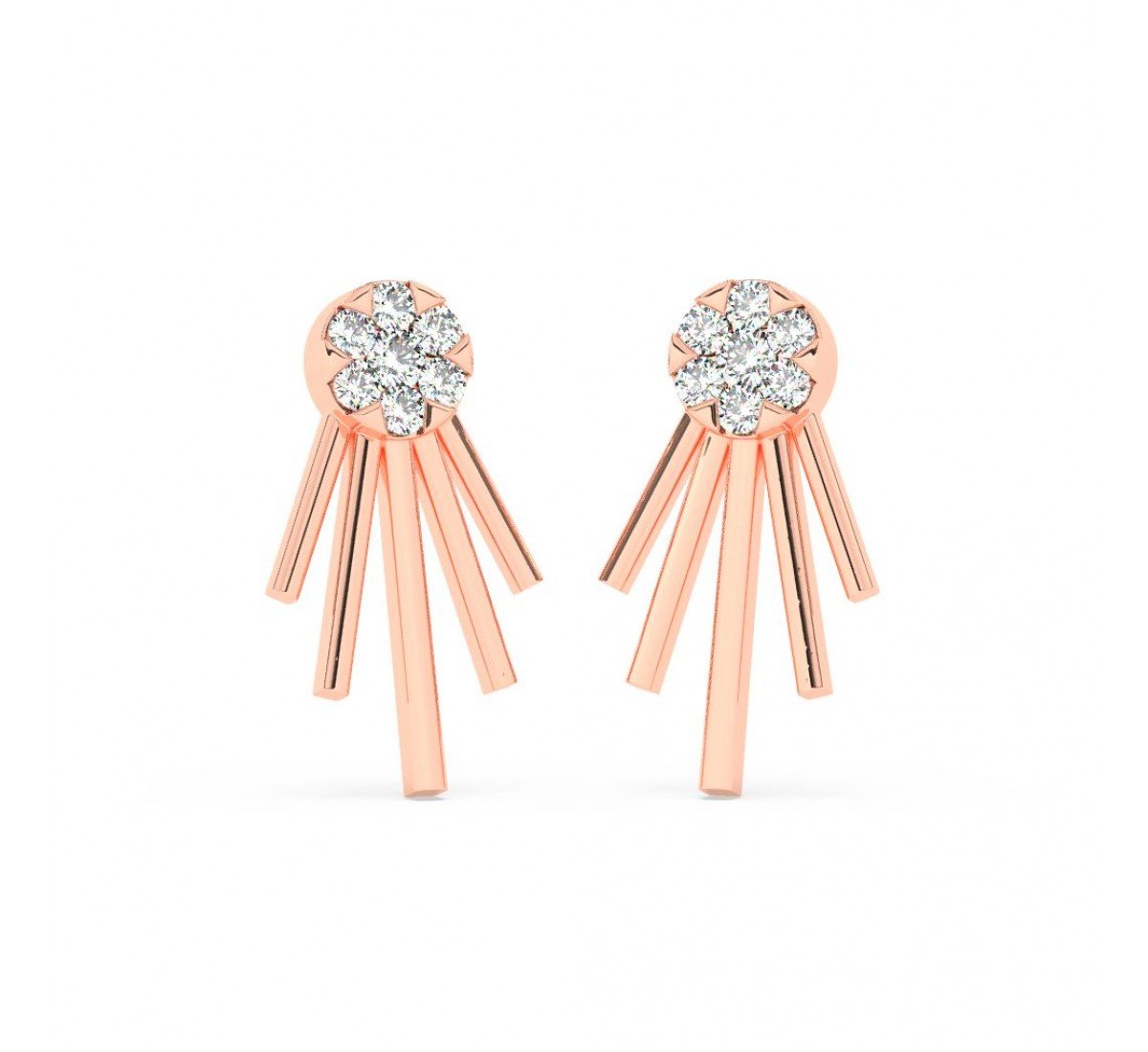 Rose Gold Floreal Zircon Studded Earrings