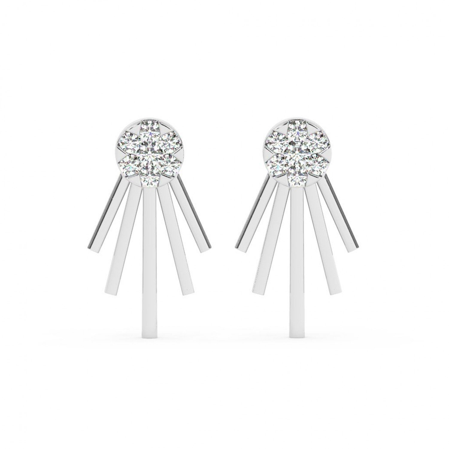 Silver Floreal Zircon Studded Earrings