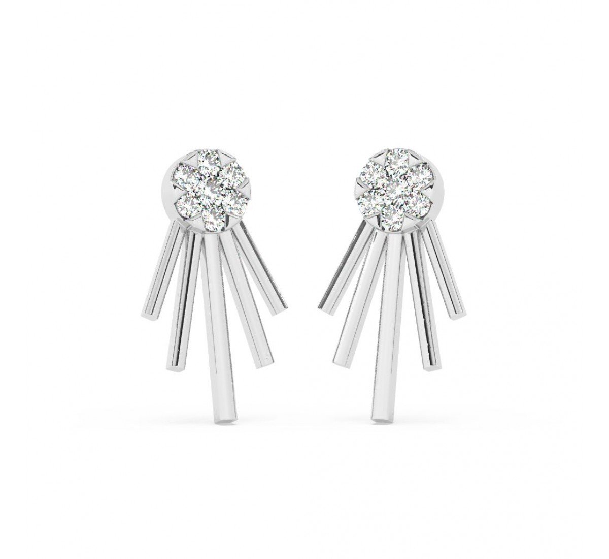 Silver Floreal Zircon Studded Earrings