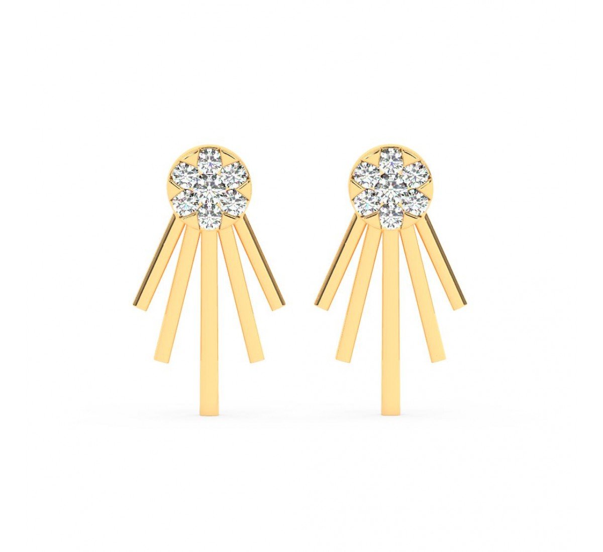 Gold Floreal Zircon Studded Earrings