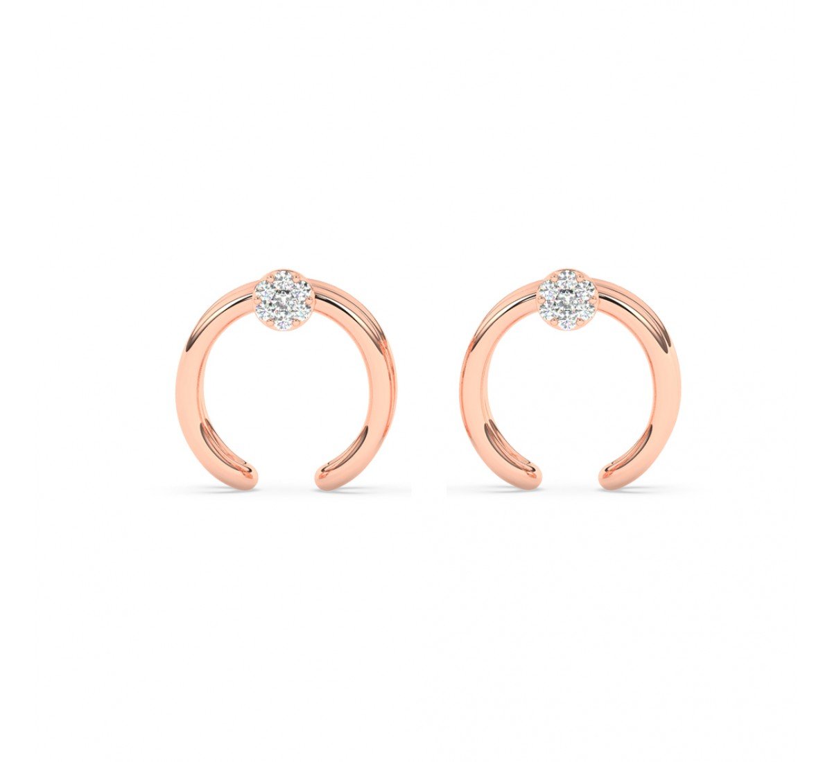 Rose Gold Zircon Studded Circle Earrings