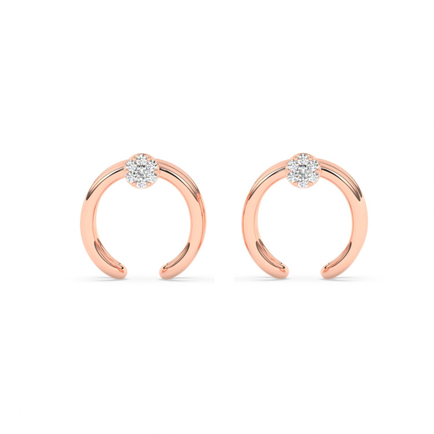 Rose Gold Zircon Studded Circle Earrings