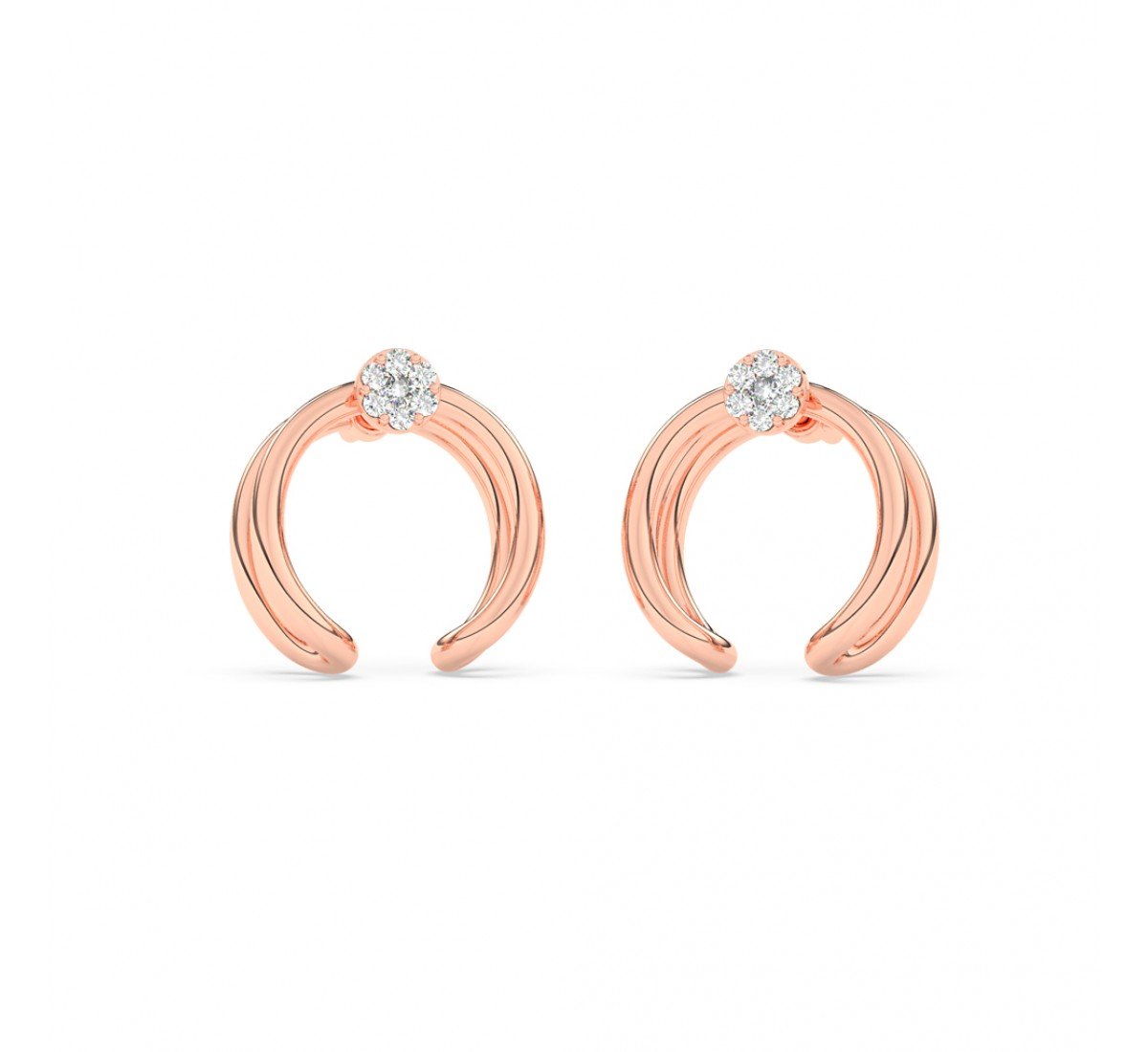 Rose Gold Zircon Studded Circle Earrings
