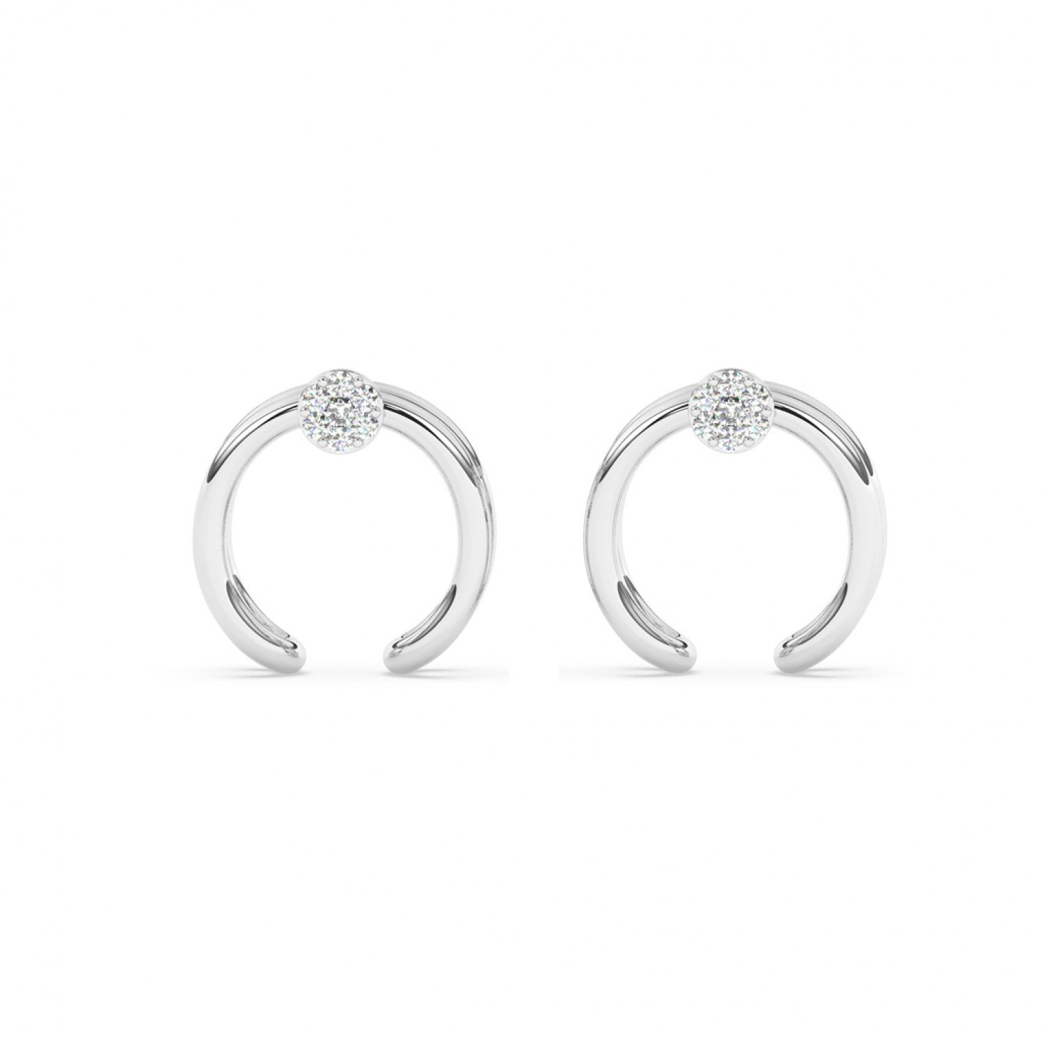 Silver Zircon Studded Circle Earrings