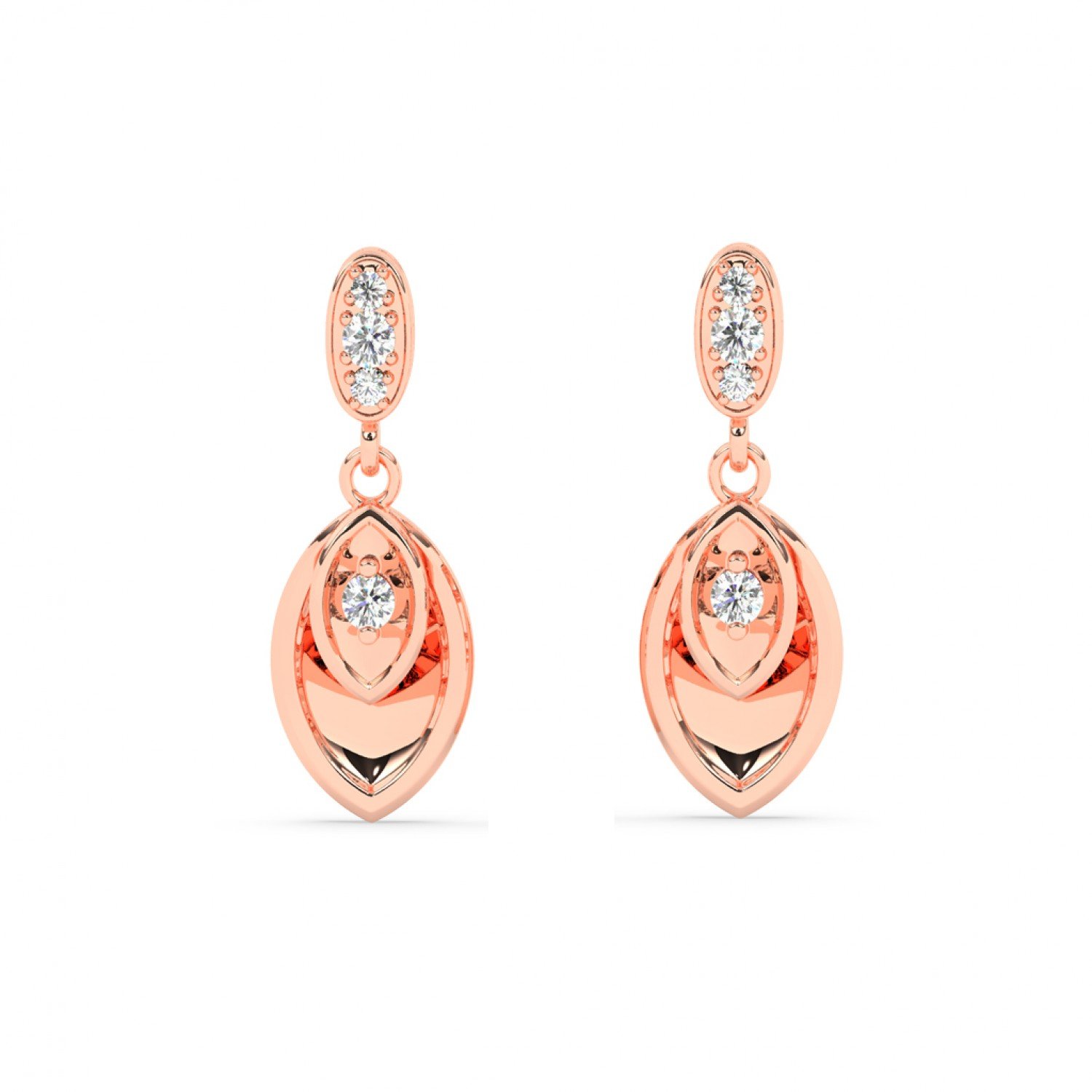 Rose Gold Zircon Studded Drop Earrings