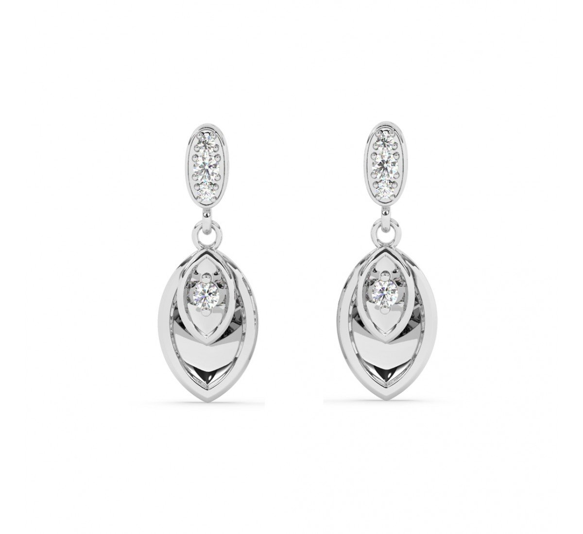 Silver Zircon Studded Drop Earrings