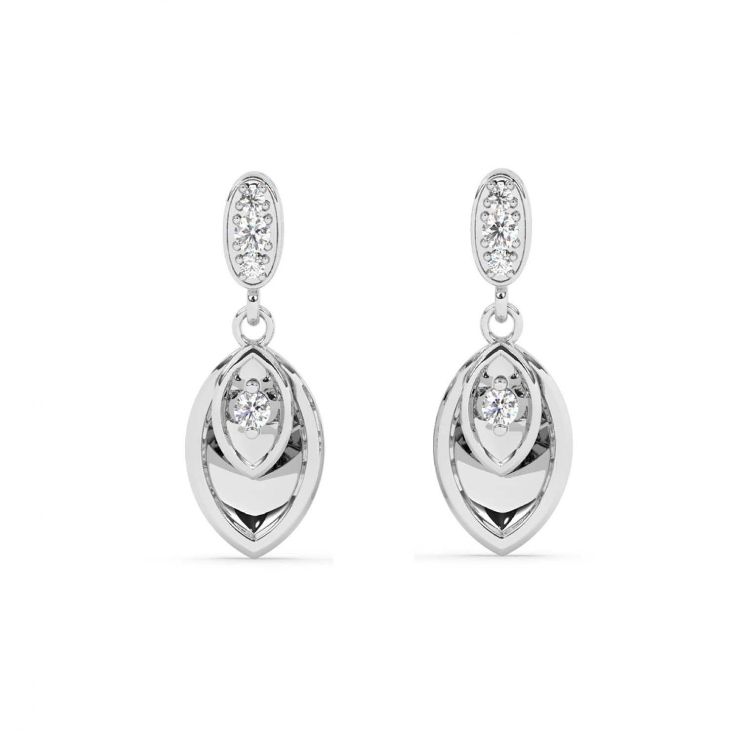 Silver Zircon Studded Drop Earrings